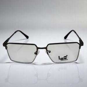 Leo Hussle - Anti-blue light square glasses with a metallic gray frame and flat bridge