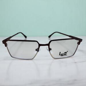Leo Hussle - Geometric rectangular eyeglass frame with a semi-matte dark mocha finish