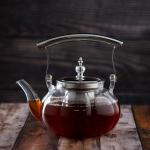 Glass Teapot with Stainless Steel Infuser and Handle