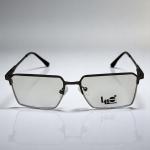 Leo Hussle - Anti-blue light square glasses with a metallic gray frame and flat bridge