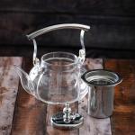 Glass Teapot with Stainless Steel Infuser and Handle