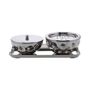 Set of two metal incense burners