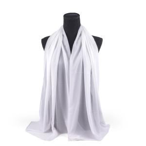 Cotton and Polyester Scarf with Fine Stitch Edges - White