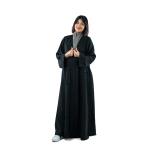 Textured Elegance Open-Front Abaya with Contrast Paneling & Pockets