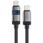 كابل شحن ونقل بيانات AceFast C15-03 USB-C إلى USB-C – سلك مضفّر، معدن الزنك، شاشة رقمية لعرض الطاقة