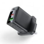 شاحن A99 PD30W GaN فائق السرعة - مزدوج المنافذ (USB-C + USB-A) قابس بريطاني (UK)
