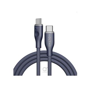 كابل فولت مي باورلينك رج – USB-C إلى USB-C، شحن سريع 100 واط، 5 أمبير، 1 متر، نايلون مضفر مزدوج، شريحة E-Marker، أزرق