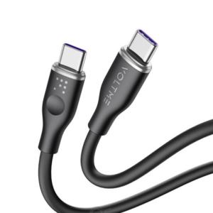 كابل فولت مي باورلينك موس – USB-C إلى USB-C، شحن سريع 100 واط، 1 متر، سيليكون ناعم، شريحة E-Marker، أسود