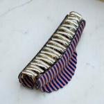 Stripe Shell Hair Claw with Gold Teeth Grip