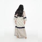 Layered Floral Abaya with Contrast Satin Yoke
