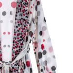 Women's Sheer Polka Dot Belted Wrap Coat with Long Sleeve