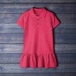 Kids Ruffle Hem Polo Dress Textured Knit & Drop-Waist