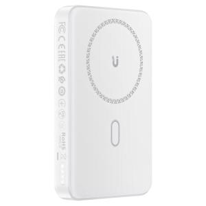 ايس فاست PD 20W باور بانك مغناطيسي لاسلكي 10000 مللي أمبير/ساعة مع حامل قابل للطي أبيض