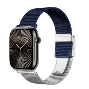 Amazingthing Omni Style Flip Watch Band For Apple Watch 49/45/44/42/41/40/38Mm Silver & Blue