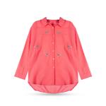 Women's Embellished Starburst Shirt with Curved Hem
