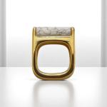 Bold Marbled Barrel Accent Statement Ring