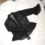Women's Black Sheer Lace Peplum Top  with Bell Sleeves