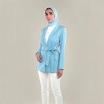 Ladies Elegant Belted Long Sleeve Open Front Jacket
