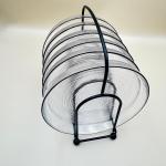 Round glass plates 6 pices Set with 1 elegant black metal stand