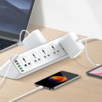 وصلة كهربا تمديد الطاقة 2500 واط 3 دبابيس 10 منافذ 6 USB