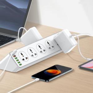 وصلة كهربا تمديد الطاقة 2500 واط 3 دبابيس 10 منافذ 6 USB