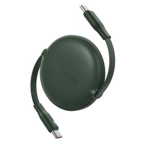 فولتمي كابل باورلينك يويو القابل للسحب  USB-C إلى USB-C (5 أمبير، 1 متر، أخضر) شحن خالي من التشابك