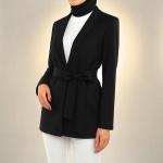 Ladies Elegant Belted Long Sleeve Open Front Jacket