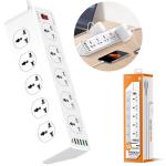 وصلة كهربا تمديد الطاقة 2500 واط 3 دبابيس 10 منافذ 6 USB