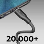 كابل فولت مي باورلينك رج – USB-C إلى USB-C، شحن سريع 60 واط، 3 أمبير، 1.8 متر، نايلون مضفر مزدوج، أسود