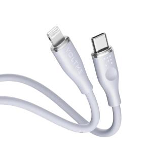 كابل فولتمي باورلينك موس من السيليكون السائل – من USB A إلى Lightning، شحن سريع 3 أمبير، مقبس متين من سبائك الزنك رمادي