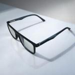 Satin Navy Blue Rectangular Eyeglasses with Textured Arms