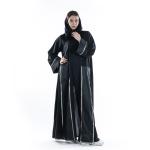 Abaya with Metallic-Trimmed Velvet Panels & Patch Pockets with Hijab