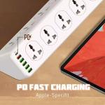وصلة كهربا تمديد الطاقة 2500 واط 3 دبابيس 10 منافذ 6 USB
