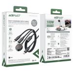 ايس فاست كابل شحن C6-11 ثلاثي الوظائف USB-C بقوة 100 واط سريع عملي وخالي من التشابك