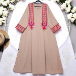 Rose Line Embroidered Kaftan with Pink & Red Detailing