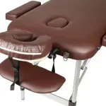 Folding Massage Table - 2-Zone Metal Portable Table for Physiotherapy - Brown