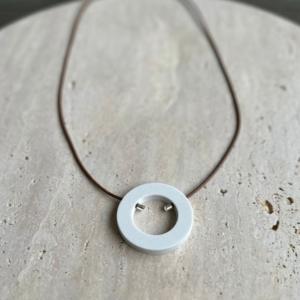 LABEL ORBIT - Minimilist Hand Made Marble Neckless with Leather Chain