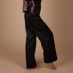 Women's Black Satin Wide-Leg Trousers