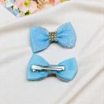 Sparkle Princess Hair Bow Clips – Glitter Tulle & Rhinestone Accent