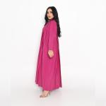 Pleated Magenta Kaftan Farasha with Embellished Neckline