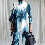 Abstract Brushstroke Print Oversized Top and Wide-Leg Pant Co-ord Set