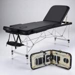 Folding Massage Table - 2-Zone Metal Portable Table for Physiotherapy - Black