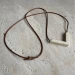 LABEL IRIDA - Minimilist Hand Made Marble Neckless with Leather Chain
