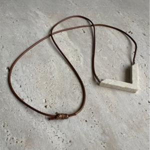 LABEL IRIDA - Minimilist Hand Made Marble Neckless with Leather Chain