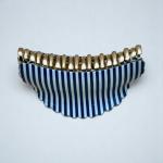 Nautical Stripe Shell Hair Claw with Scallop Edge & Gold Hardware