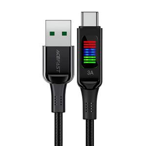 ايس فاست كابل شحن وبيانات C7-04 USB-A إلى USB-C سبائك الزنك مع شاشة
