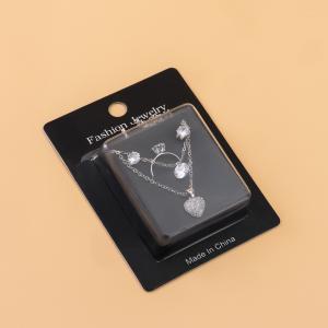 Artificial Heart and Crystal Round-Cut Necklace with Matching Earrings and Ring