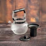 Glass Teapot with Stainless Steel Infuser - Textured Bubble Design  Medium