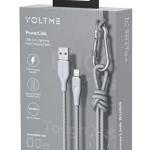 كابل فولت مي باورلينك روج – نايلون مزدوج، USB-A إلى Lightning، 3A / 1.2M موصلات من سبائك الزنك – رمادي