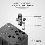 محول السفر العالمي من أمايزنغ ثينغ PD35W – بمنفذين USB-A و3 منافذ USB-C